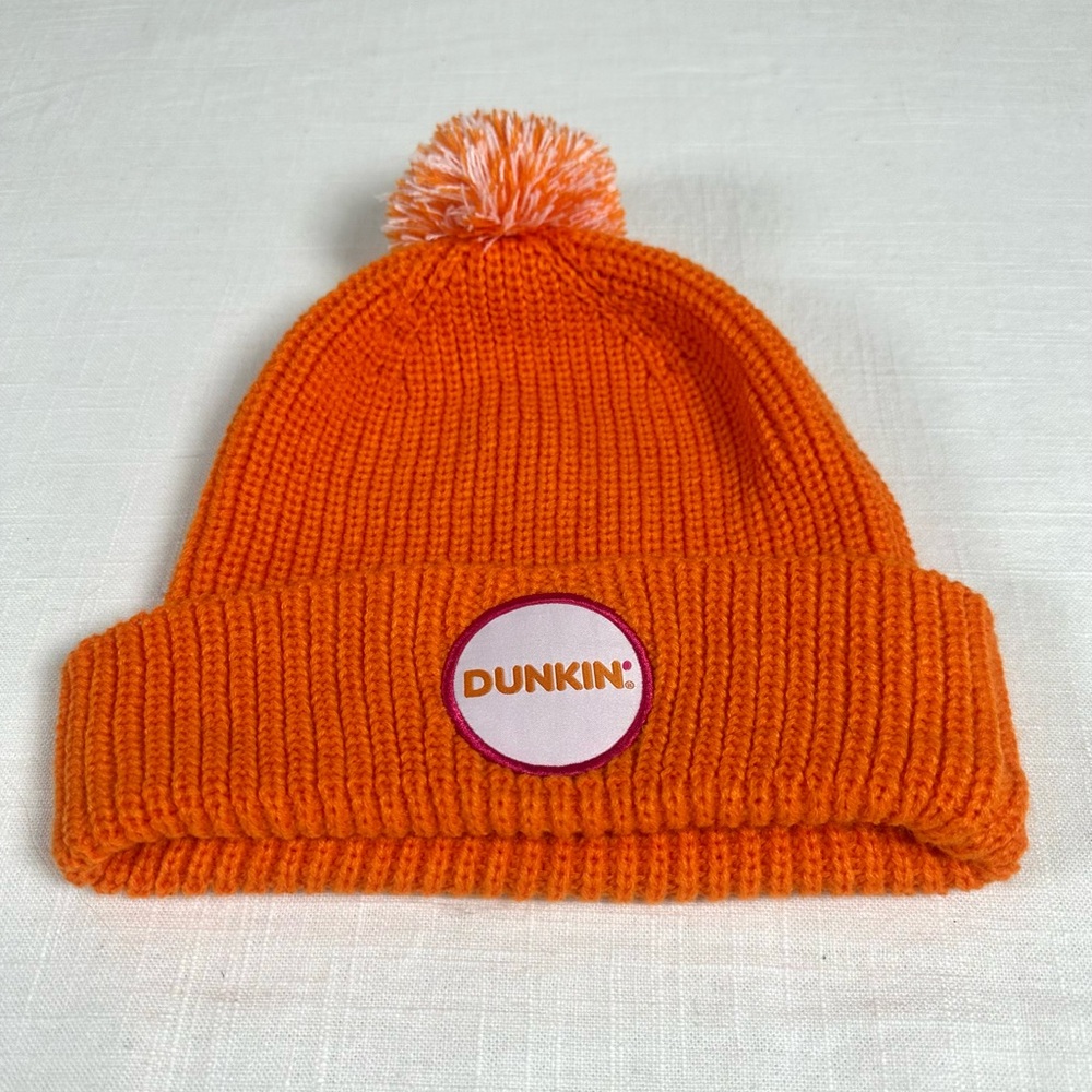 Dunkin’ Thanksgiving Day Parade Beanie 2023 • Orange Pom Knit Hat